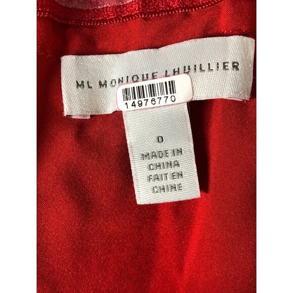 ML Monique Lhuillier Dress Strapless Taffeta High-Low Hem Long Gown Red 0 - Picture 6 of 9